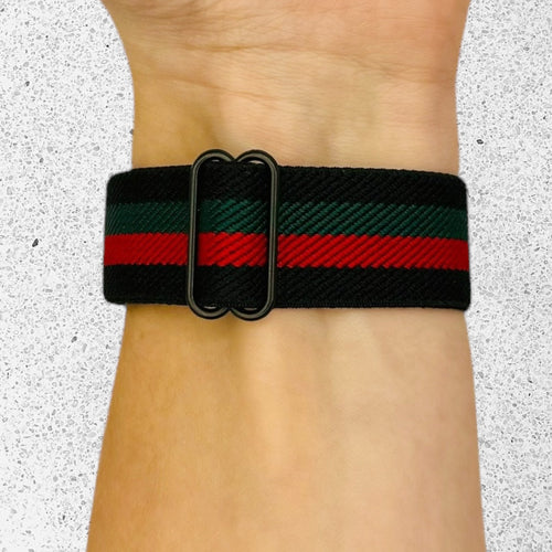 black-red-green-stripe-asus-zenwatch-2-(1.45")-watch-straps-nz-braided-loop-flex-watch-bands-aus