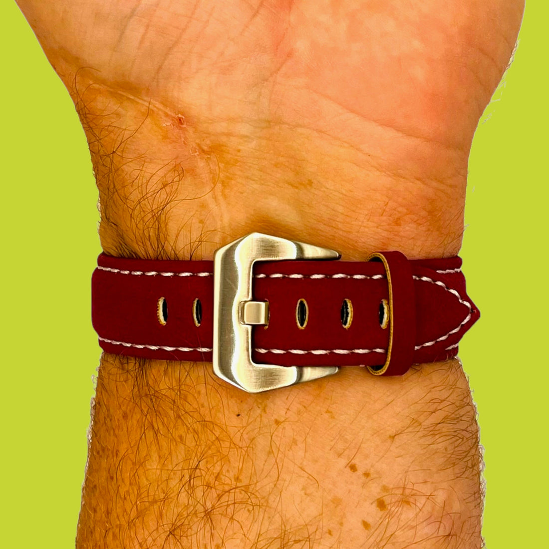 red-silver-buckle-ryze-evo-smart-watch-watch-straps-nz-retro-leather-watch-bands-aus